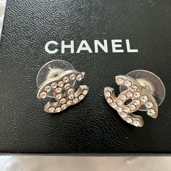 Chanel Silver Logo Earrings - Picture 2 of 3